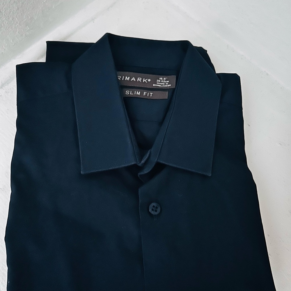 Primark Men's Slim Fit Navy Shirt